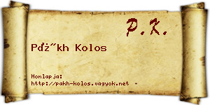 Pákh Kolos névjegykártya